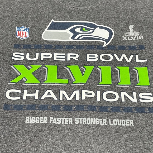 Seattle Seahawks Super Bowl XLVIII Champions T-Shirt Flawed - Picture 5 of 7